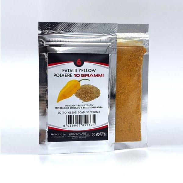 PEPERONCINO PICCANTE IN POLVERE FATALII YELLOW SUPER HOT 10 grammi